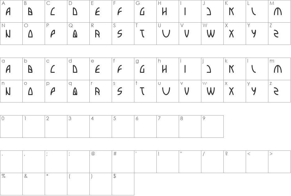 interplanetary font character map preview