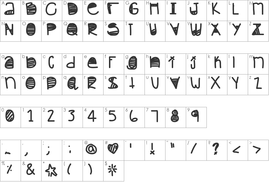 InTheMorming font character map preview
