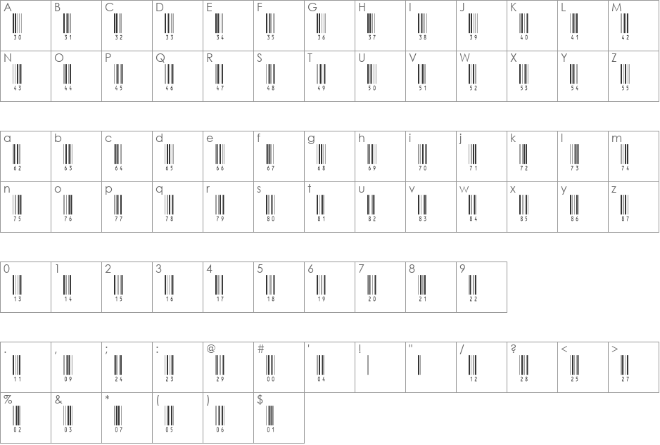 IntHrP36DmTt font character map preview