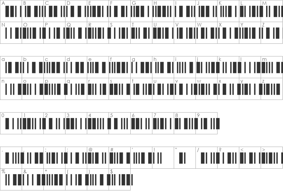 IntP12DlTt font character map preview