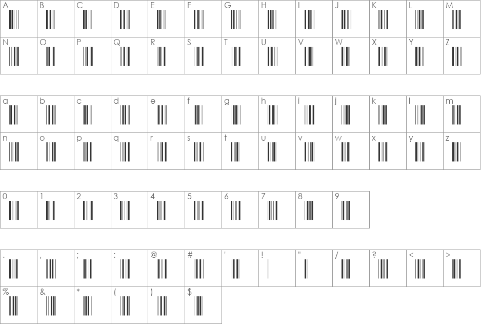IntP24DmTt font character map preview