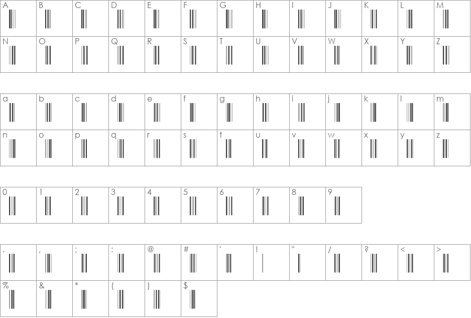 IntP36DmTt font character map preview