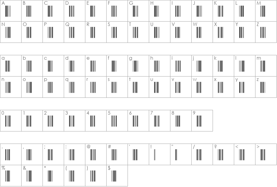 IntP48DlTt font character map preview