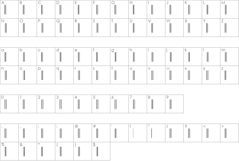 IntP60DmTt font character map preview