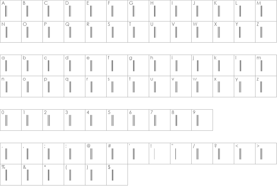 IntP72DmTt font character map preview