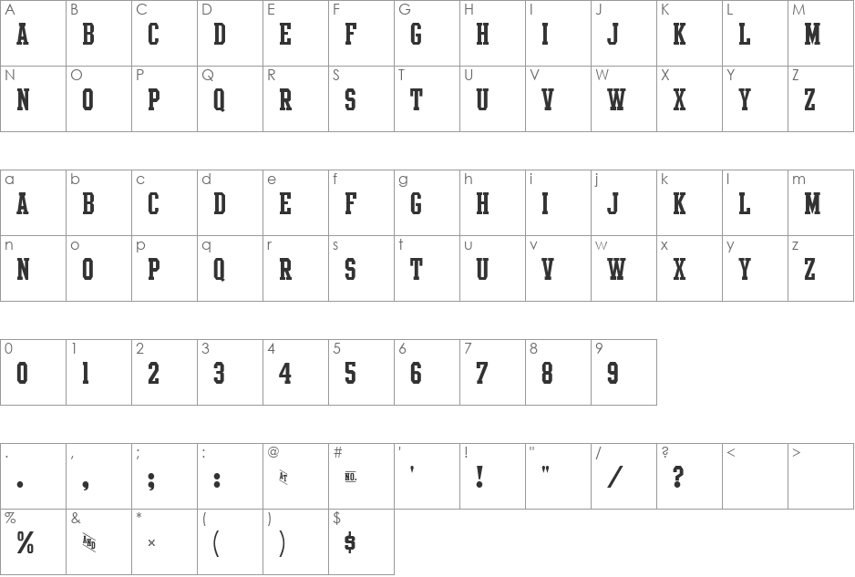 Intramural JL font character map preview