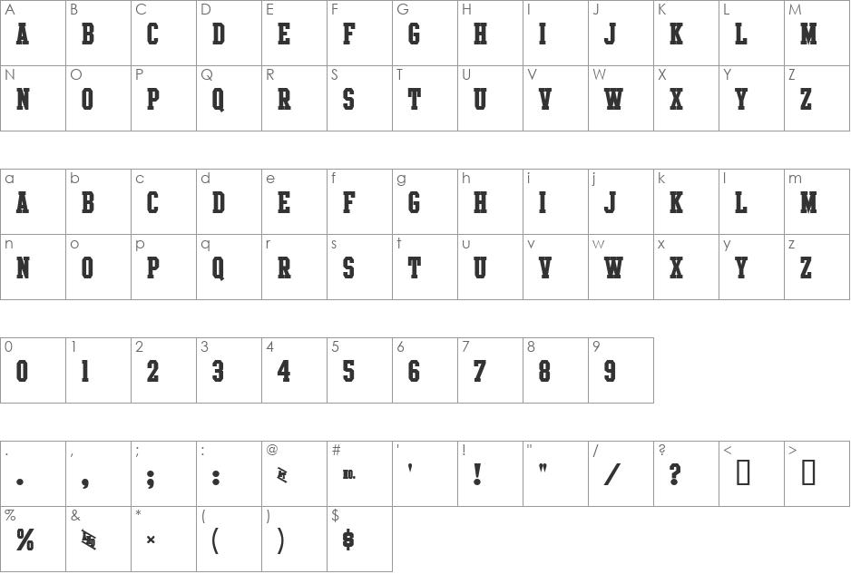 Intramural Stencil SC JL font character map preview