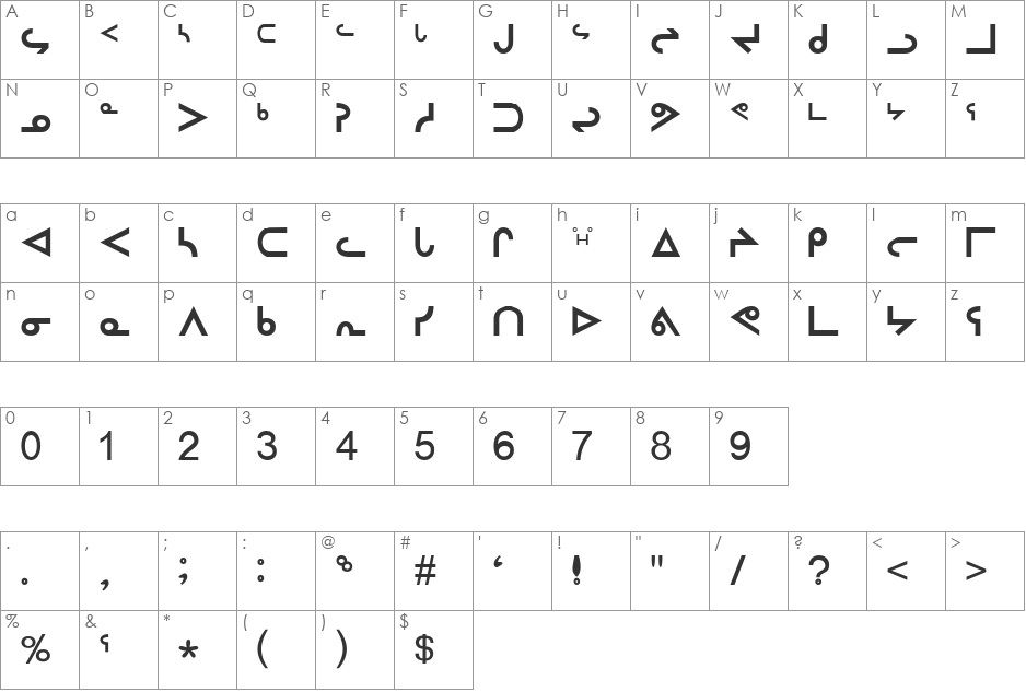 Inuktitut-Sri font character map preview