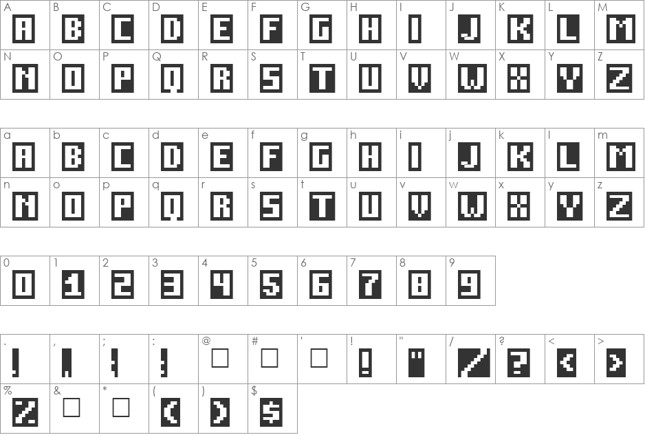 Inverse-Bold font character map preview