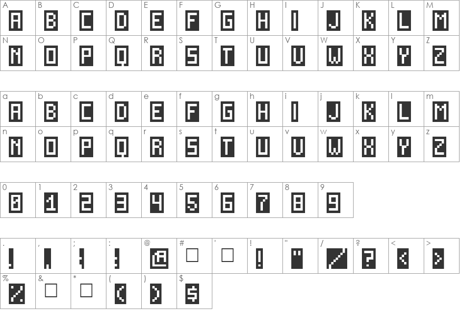 Inverse-Regular font character map preview