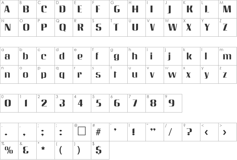 Inverserif DB font character map preview