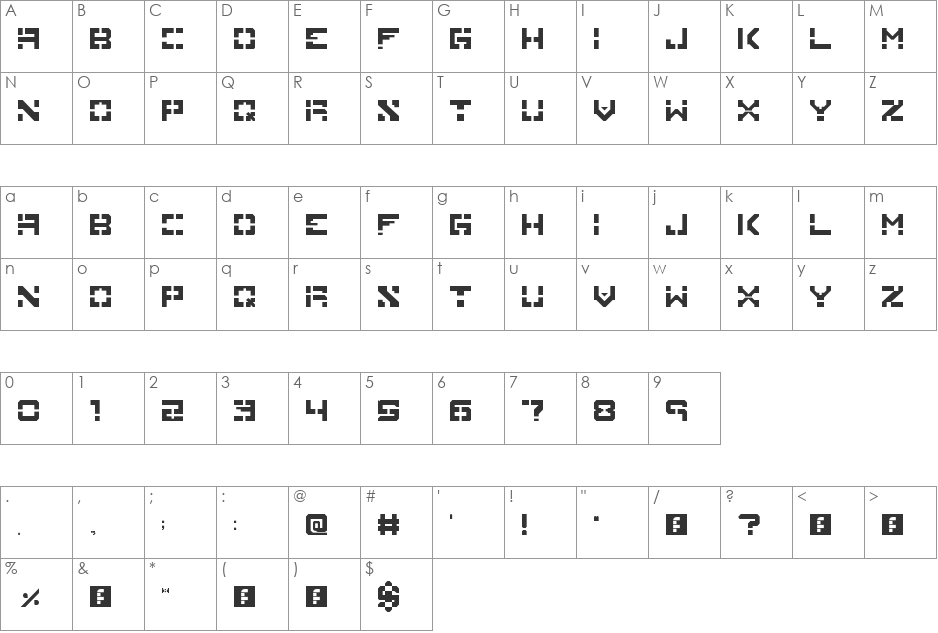 Inversion font character map preview