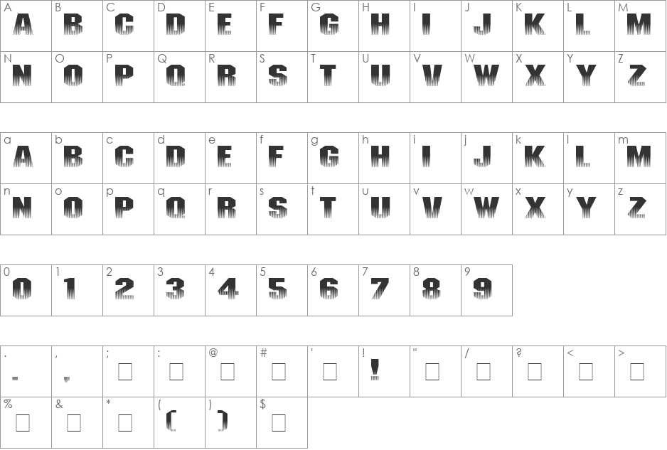 InvisibleKiller font character map preview