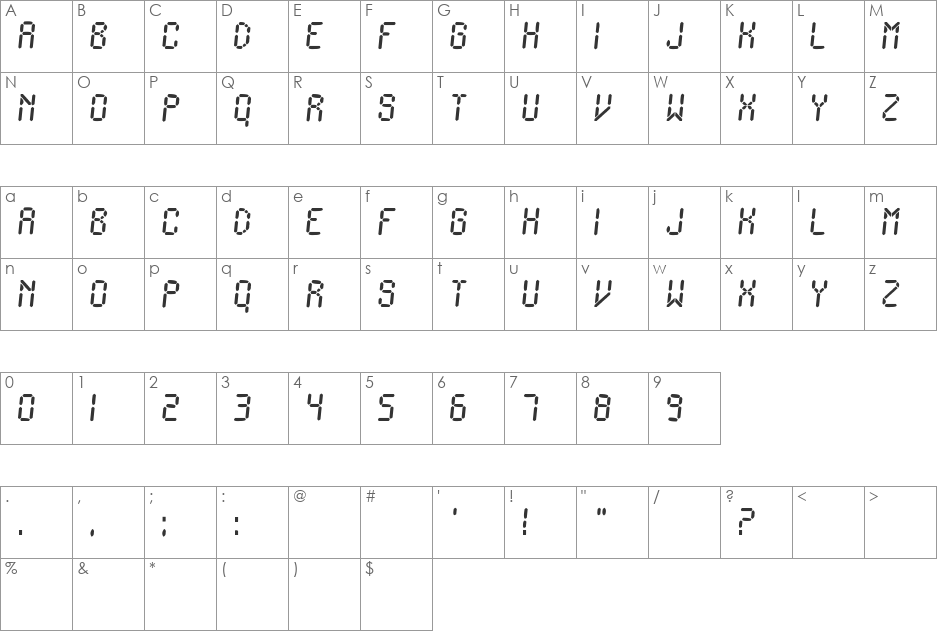 Ionic Charge font character map preview