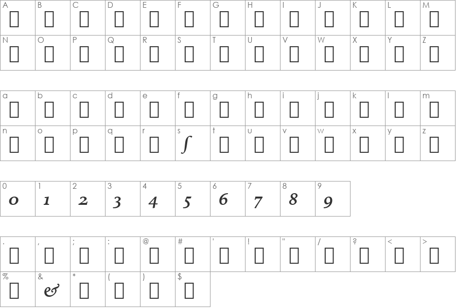 IowanOldSt BdItAlt BT font character map preview