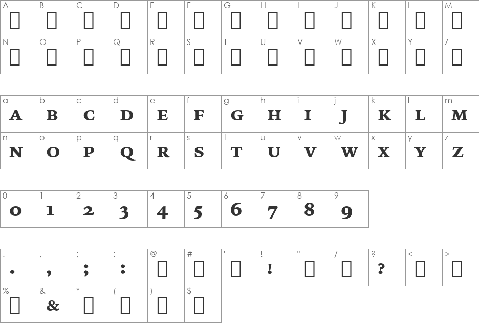 IowanOldSt BlkSmCap BT font character map preview