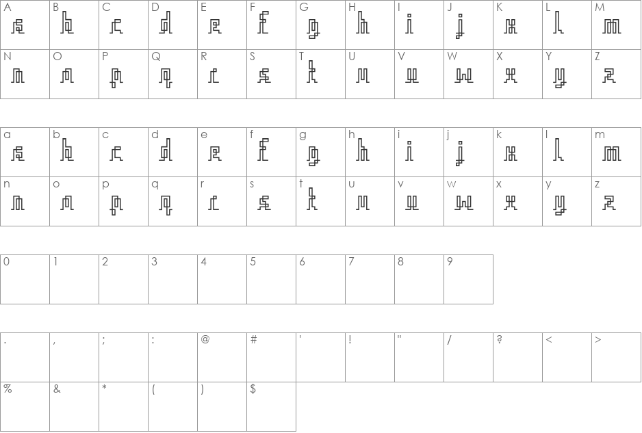 Iqq font character map preview