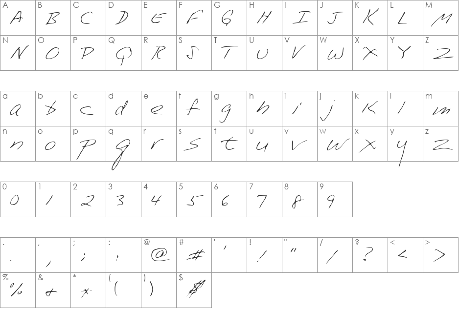 Ira font character map preview