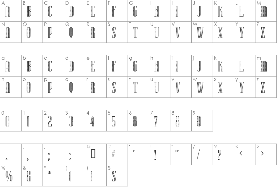 IranianHandLettered font character map preview