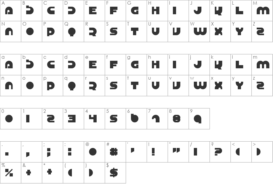 Iregula To font character map preview