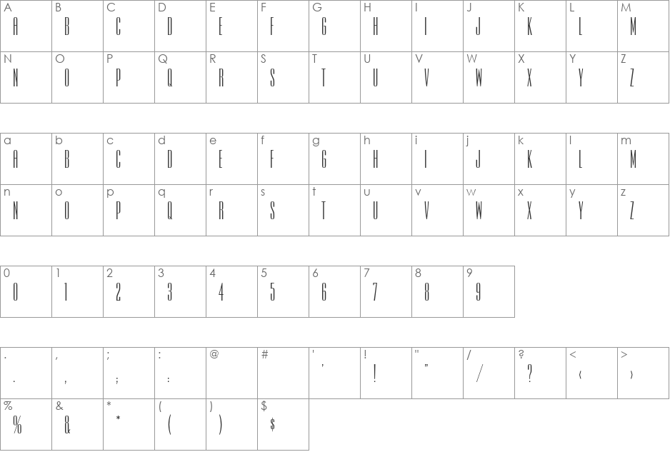 Iris font character map preview