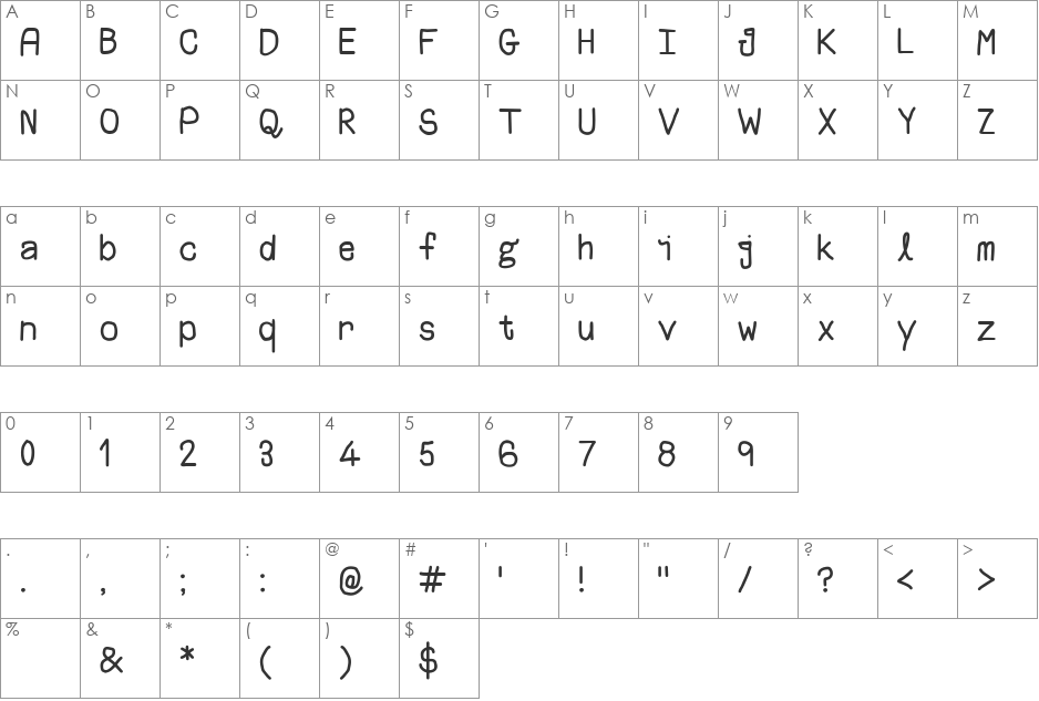 Irish Comic font character map preview