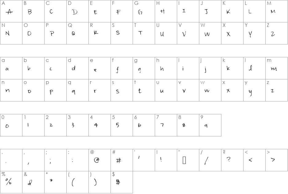 irisisweird font character map preview