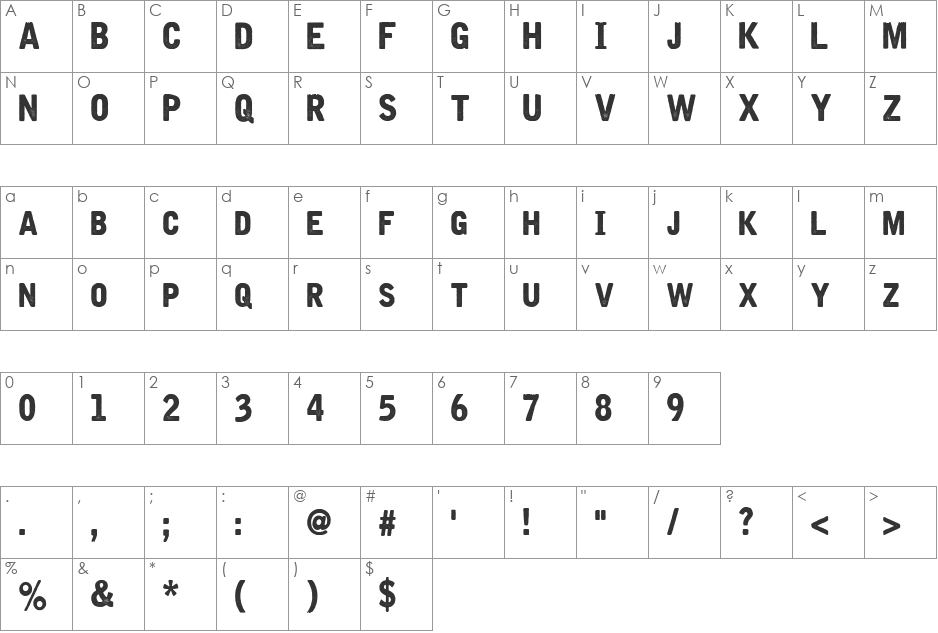 Iron & Brine font character map preview