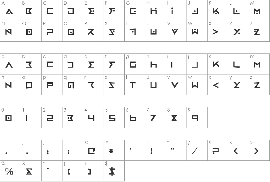 Iron Cobra Rough font character map preview