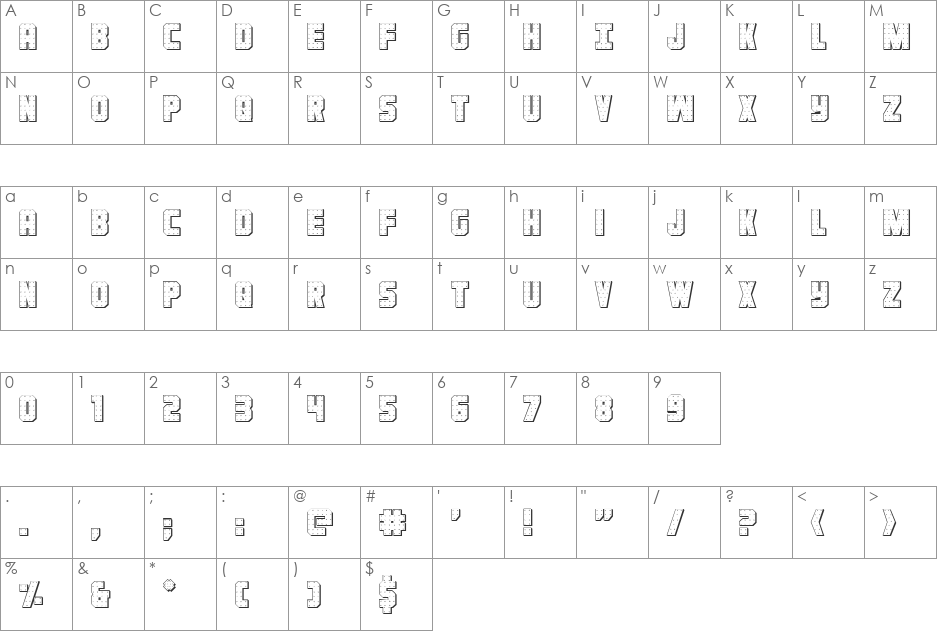 Iron Forge 3D font character map preview