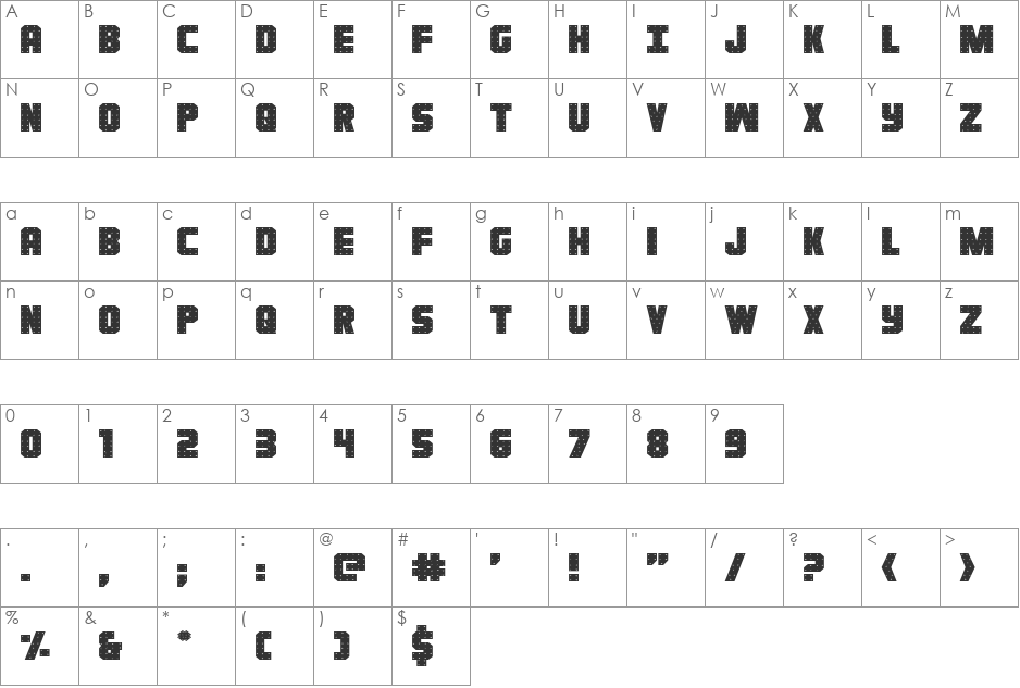 Iron Forge Expanded font character map preview