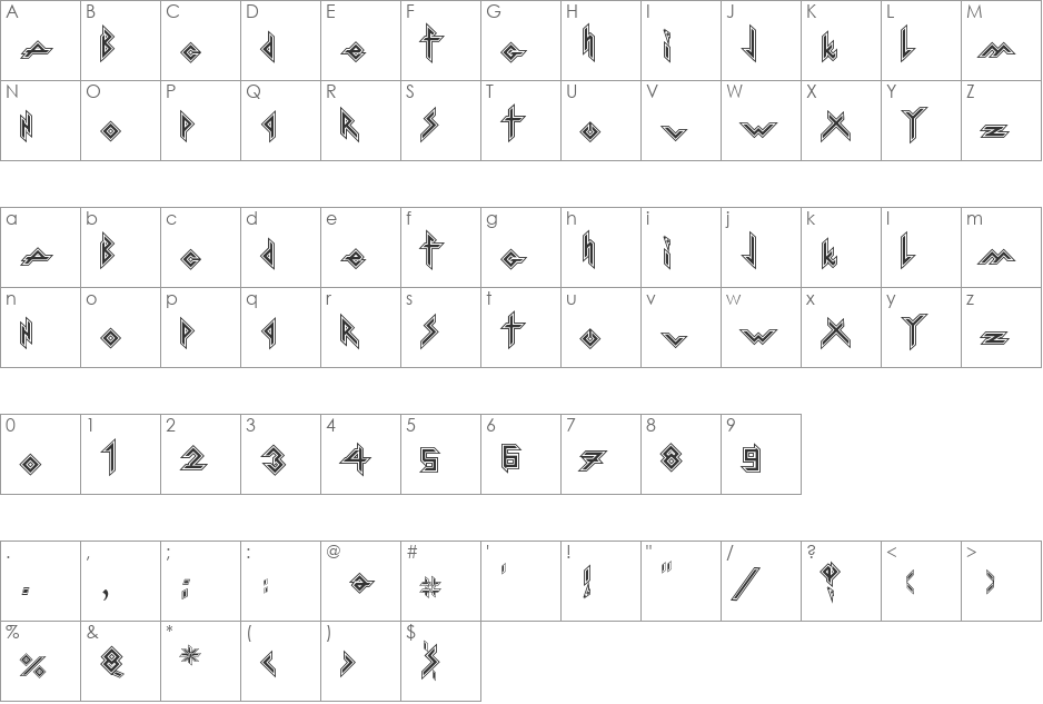 Iron H Metal font character map preview