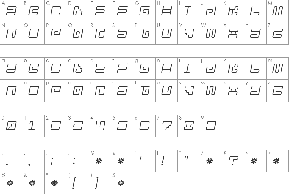 Iron Lounge font character map preview