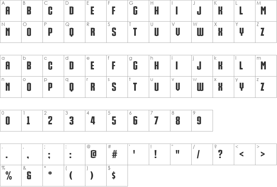 IRON MAN OF WAR 2 NCV font character map preview