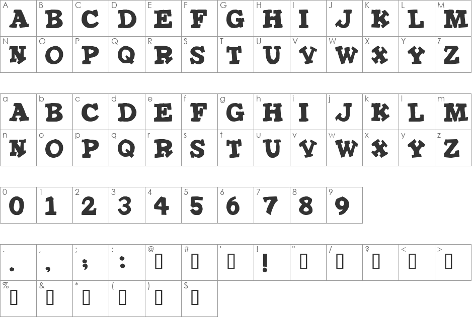 IronMan font character map preview