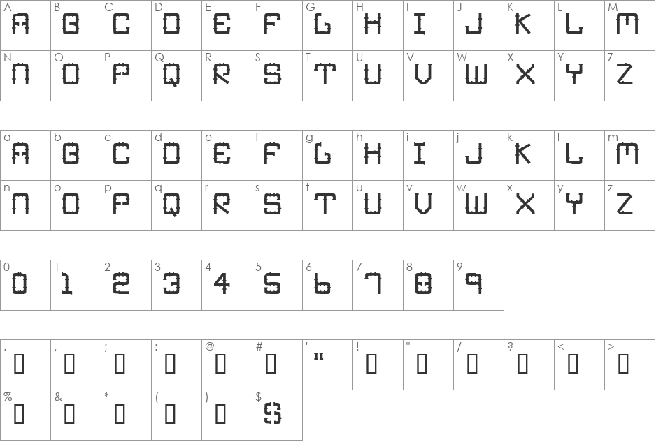 IronPipe font character map preview
