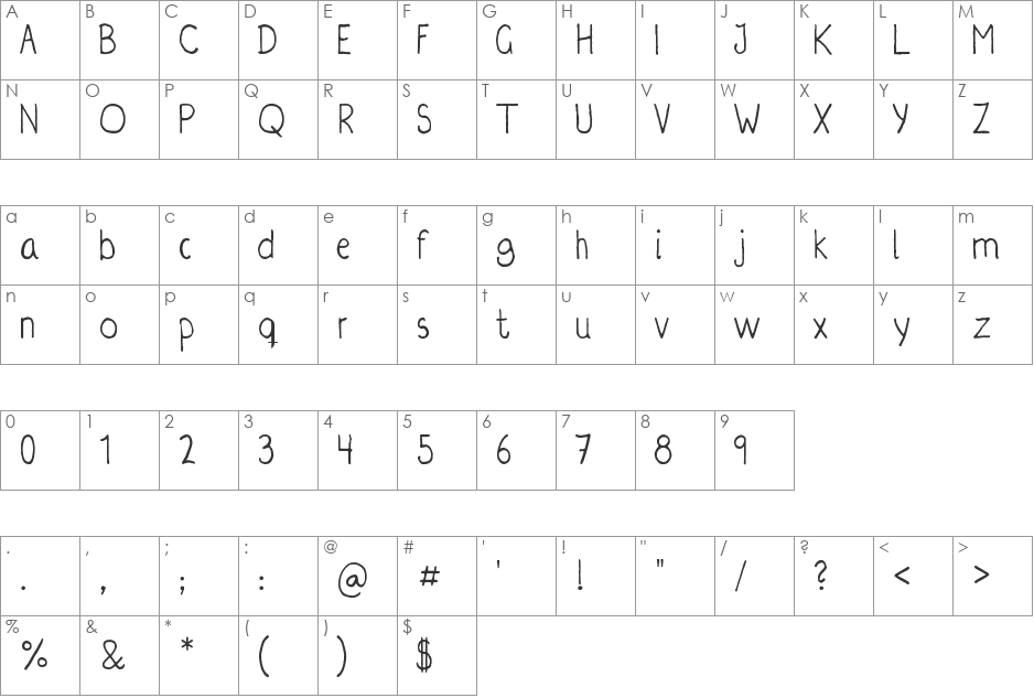 Irregularis font character map preview