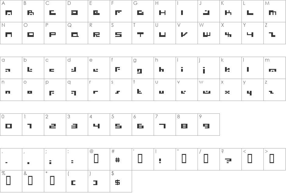 Irresistor font character map preview