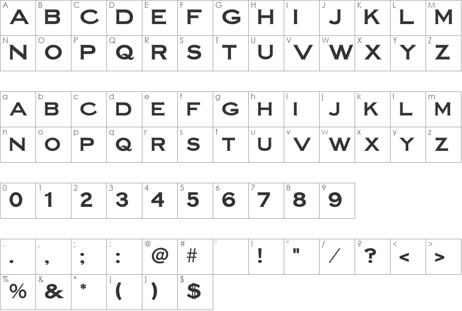 IrronplateGothicBold font character map preview