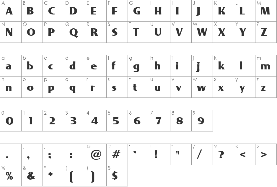 Isfahan font character map preview