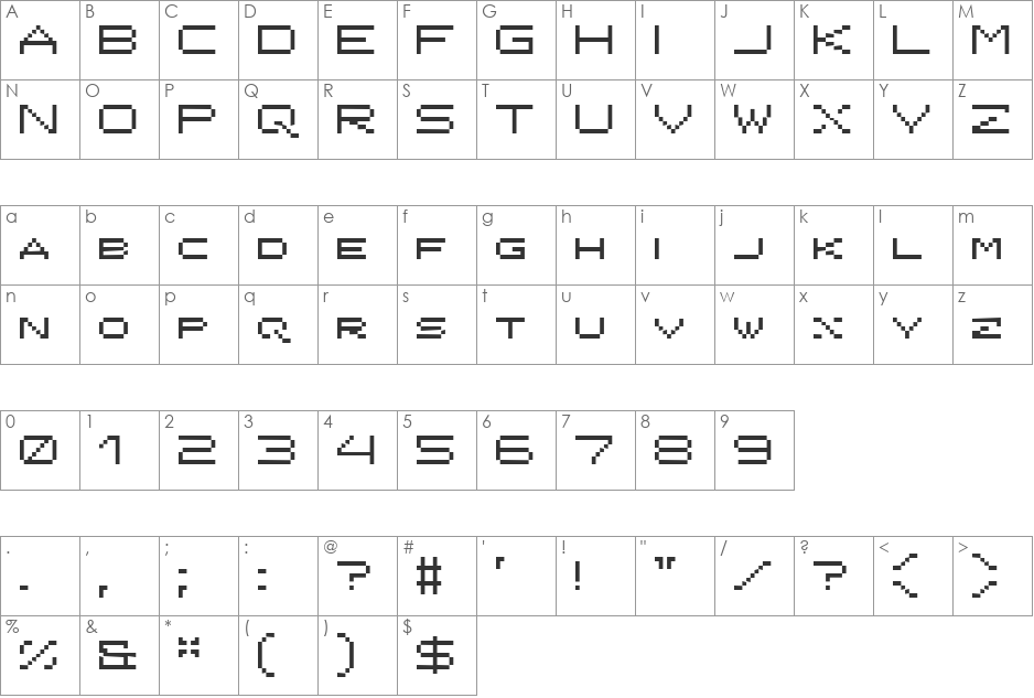 ISL_ONYX font character map preview