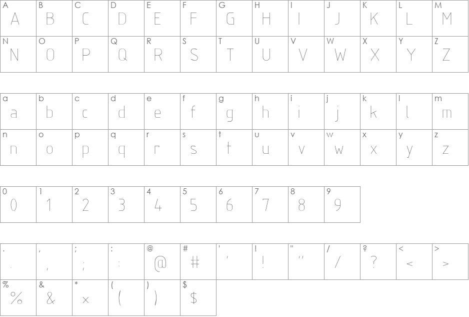 ISOCP font character map preview