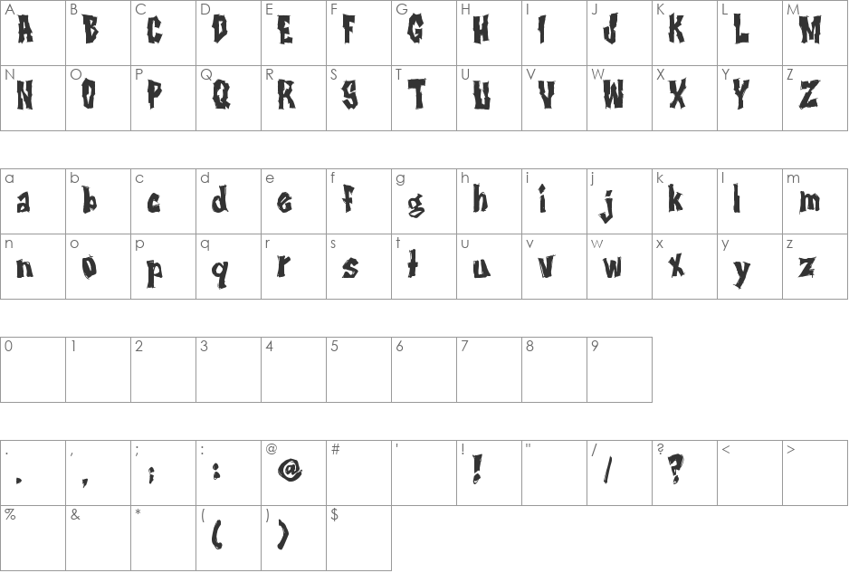 It Must Be Destroyed font character map preview