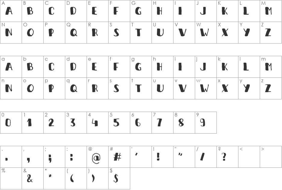It's a penalty kick!! font character map preview