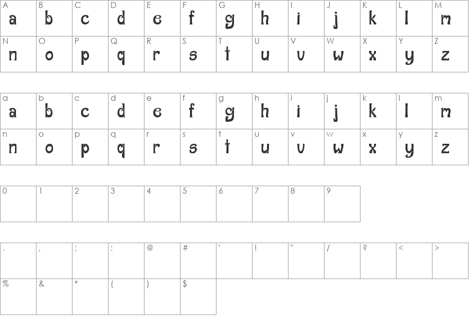 Italexico font character map preview