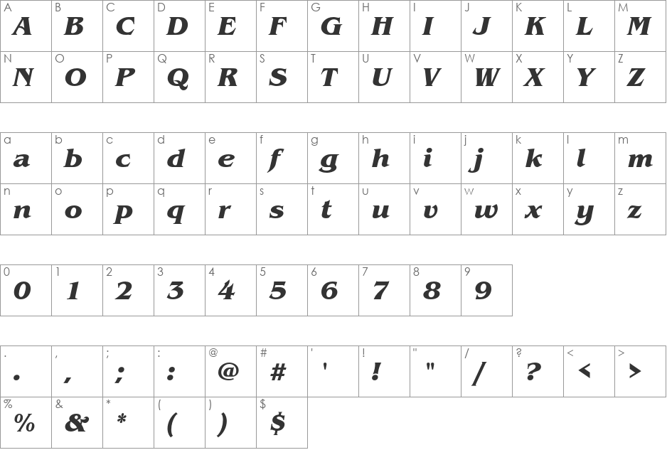 ITC Benguiat Std font character map preview