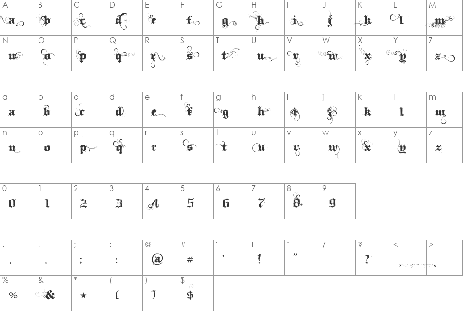 Ithorn?t font character map preview