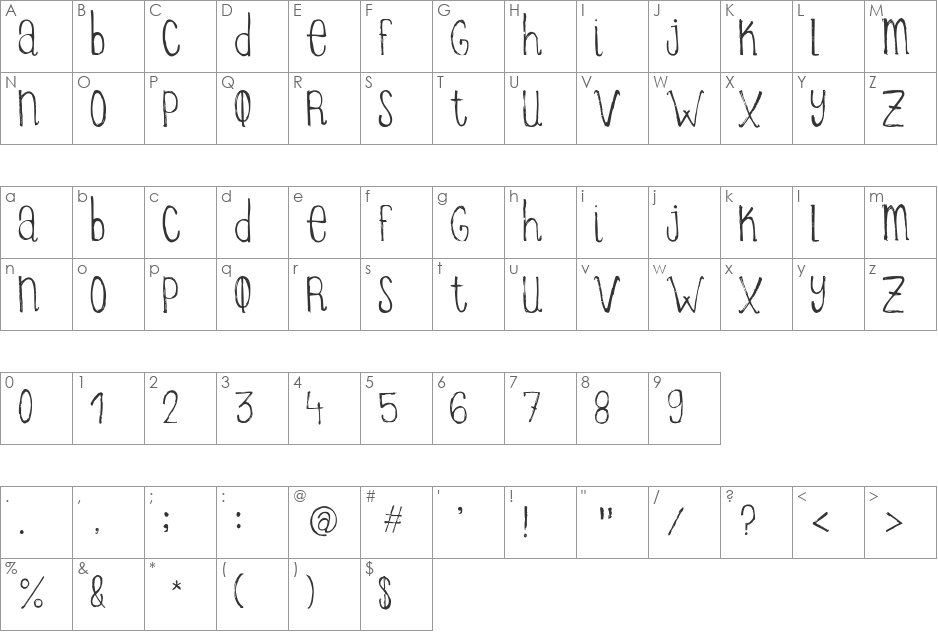 ITZIARGO BIG font character map preview