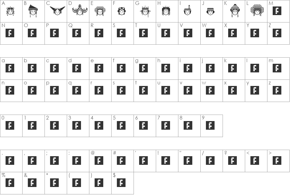 IW Pixelated font character map preview