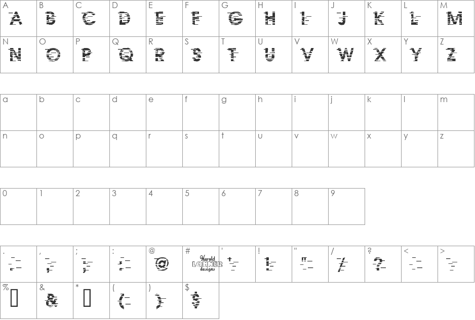 Ixat font character map preview